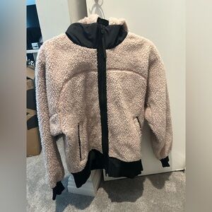 Canada Goose Beige Sherpa Jacket with Black Logo